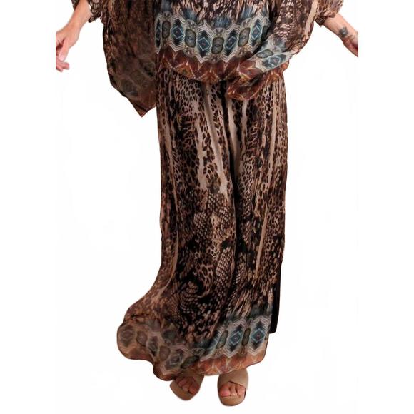 NEW GIGI MODA seta boho print kaftan in chocolate - Picture 1 of 4